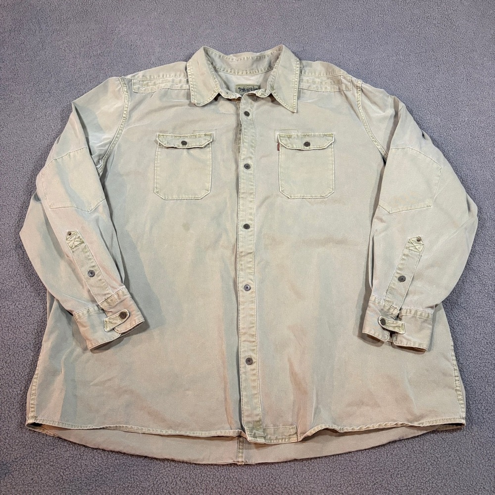 Levi Strauss Shirt Mens 3XL Green Two Horse Brand Button Up Long Sleeve Utility